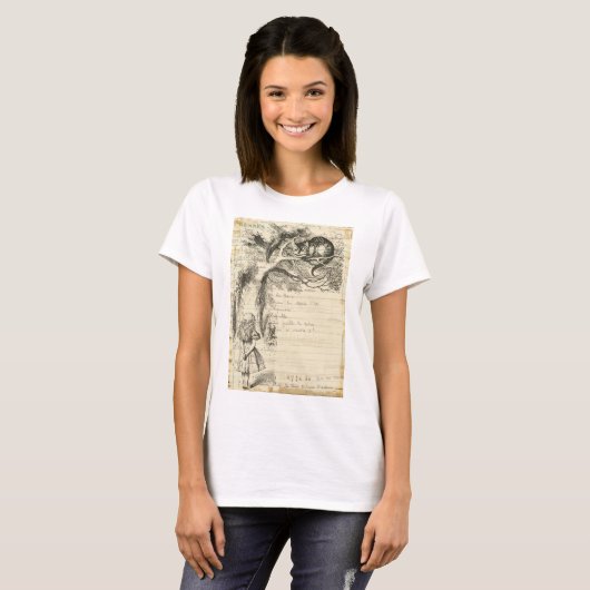 Alice in Wonderland en kat boven de boom T-shirt (Voorkant volledig)
