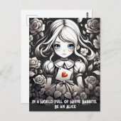 Alice in Wonderland en rozen floral Fantasy Briefkaart (Voorkant / Achterkant)