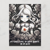 Alice in Wonderland en rozen floral Fantasy Briefkaart (Voorkant)