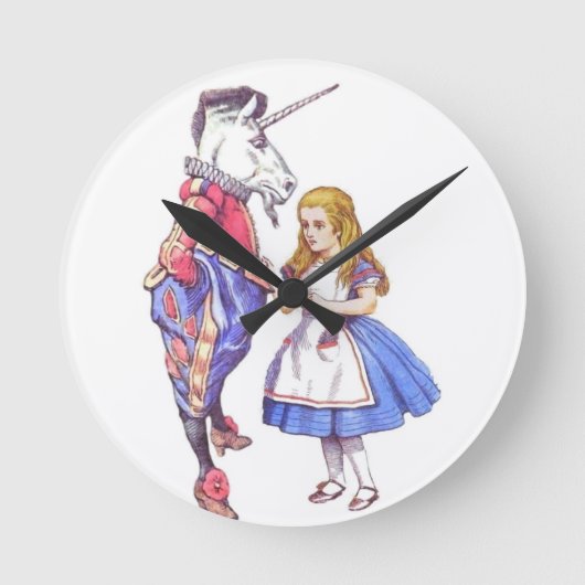 Alice in Wonderland en Unicorn Clock Ronde Klok (Voorkant)