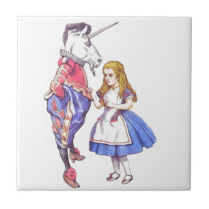 Alice in Wonderland en Unicorn Tile Tegeltje