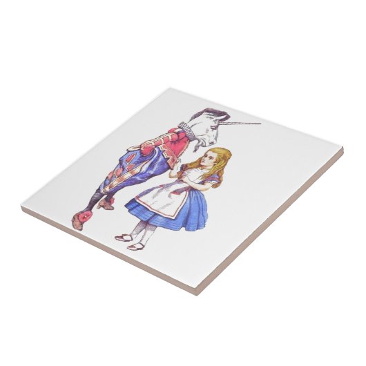 Alice in Wonderland en Unicorn Tile Tegeltje (Zijkant)