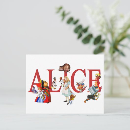 Alice In Wonderland en Vrienden Briefkaart (Staand voorkant)