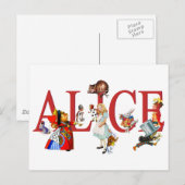 Alice In Wonderland en Vrienden Briefkaart (Voorkant / Achterkant)