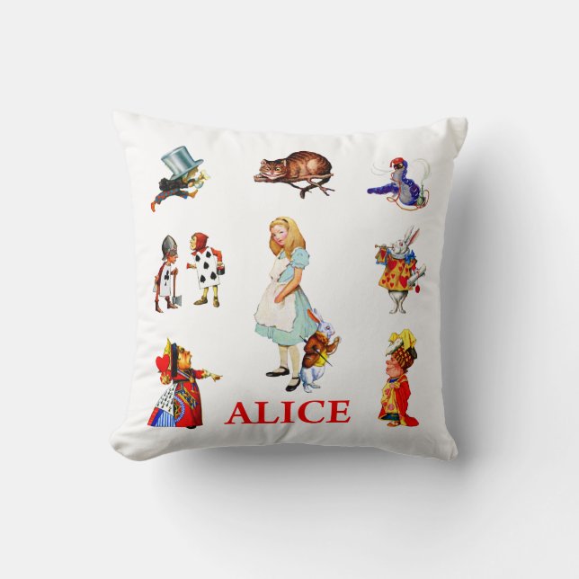 Alice in Wonderland en vrienden Kussen (Voorkant)