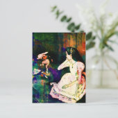 Alice in Wonderland en White Rabbit Waterverf Briefkaart (Staand voorkant)