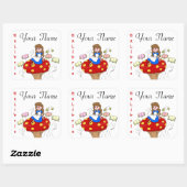 Alice in Wonderland Ex Libris boekenlabel Vierkante Sticker (Vel)