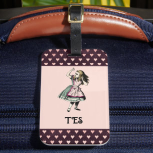 Alice in Wonderland Fairy Tale Monogram Bagagelabel
