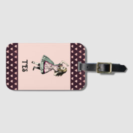 Alice in Wonderland Fairy Tale Monogram Bagagelabel