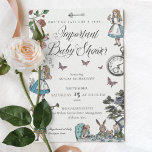 Alice in Wonderland Fairytale Baby shower Kaart<br><div class="desc">Nodig uw gasten uit tot uw zeer belangrijke datum met onze prachtig ontworpen Alice in Wonderland-themed baby shower uitnodiging. Ideaal voor een Alice in het Wonderland-thematisch baby shower feest. Het ontwerp kenmerkt een mengeling van onze eigen hand-getrokken originele floralen en kunstwerk. We hebben de iconische Alice in Wonderland illustraties zorgvuldig...</div>