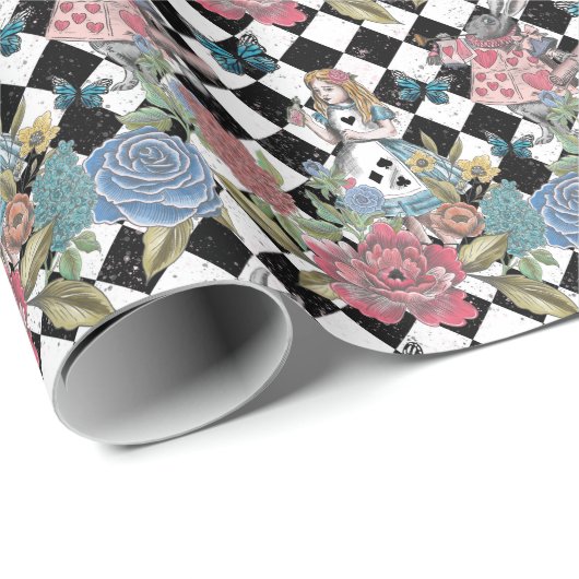 Alice in Wonderland Fairytale Checkerboard Cadeaupapier (Rol Hoek)