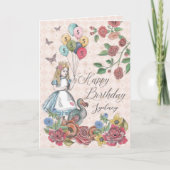 Alice in Wonderland Fairytale Happy Birthday Card Kaart (Voorkant)