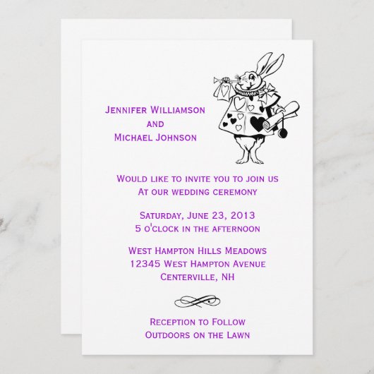 Alice in Wonderland Fairytale moderne bruiloft Kaart (Voorkant / Achterkant)