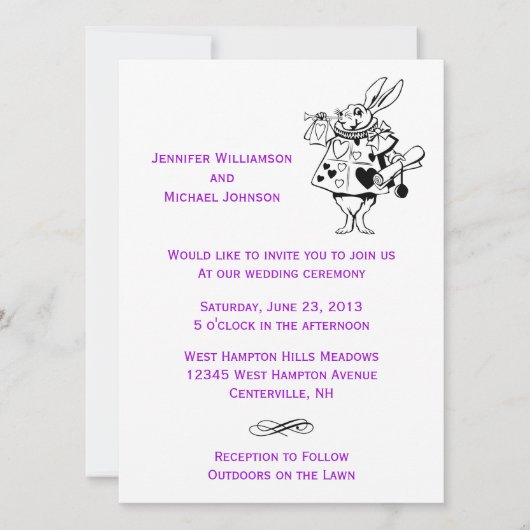 Alice in Wonderland Fairytale moderne bruiloft Kaart (Voorkant)