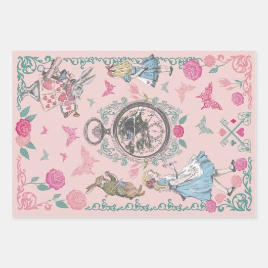 Alice in Wonderland Fairytale ontkoppeling Inpakpapier Vel (Voorkant 3)