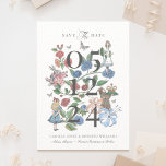 Alice in Wonderland Fairytale Storybook Save The Date<br><div class="desc">Laat je gast hun kalenders voor je zeer belangrijke afspraakje markeren met onze prachtig ontworpen Alice in Wonderland-themed bruiloft, behalve de date. Ideaal voor een Alice in Wonderland, de bruiloft. We hebben de iconische Alice in Wonderland Alice in Wonderland op zorgvuldige wijze hersteld in Wonderland illustraties door ze met de...</div>