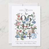  Alice in Wonderland Fairytale Storybook Save The Date (Voorkant)