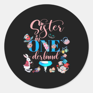 Alice In Wonderland Familie Zuster Van De Verjaard Ronde Sticker