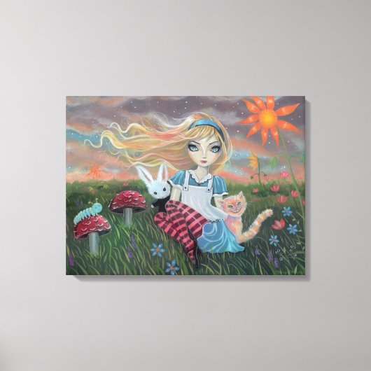 Alice in Wonderland Fantasie Sprookje Kunst Canvas (Voorkant)