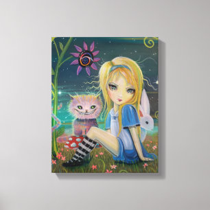 Alice in Wonderland Fantasie Sprookje Kunst Groot Canvas Afdruk