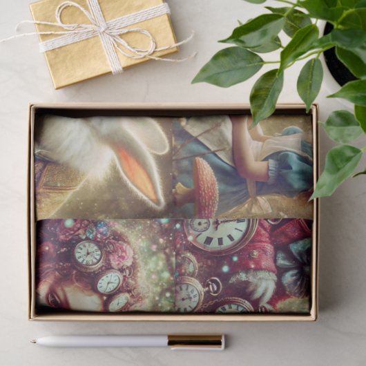 Alice in Wonderland Fantasy Art Decoupage Tissuepapier (Geschenk)