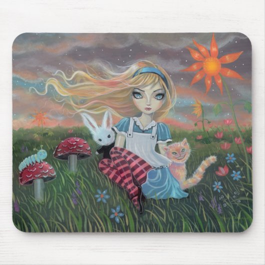 Alice in Wonderland Fantasy Art Mousepad Muismat (Voorkant)