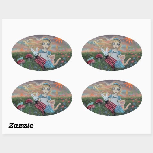 Alice in Wonderland Fantasy Art Stickers (Vel)