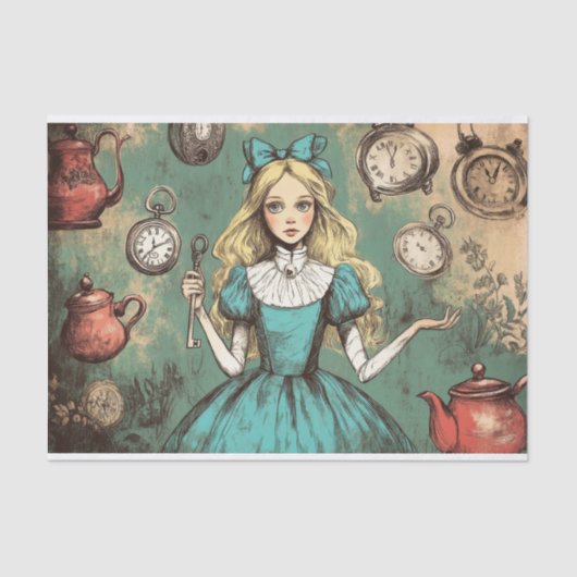 Alice in Wonderland Fantasy Decoupage Tissuepapier (Voorkant)