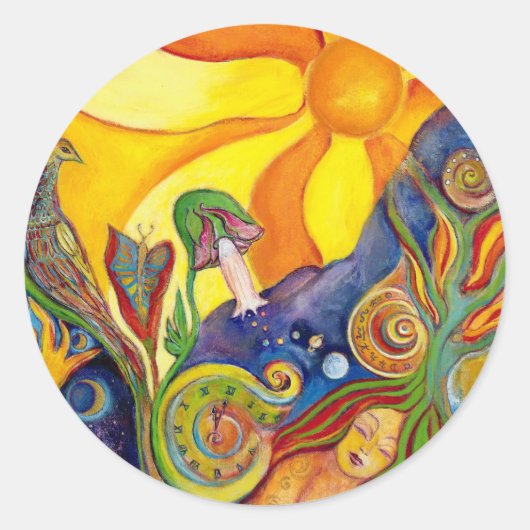 Alice in Wonderland Fantasy Fairy Sunshine Dream Ronde Sticker (Voorkant)