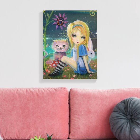 Alice in Wonderland Fantasy Fairytale Art Big Eye Canvas Afdruk (Insitu (Woonkamer))