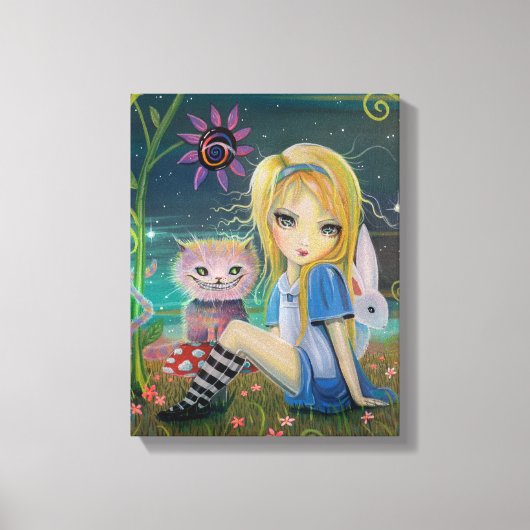 Alice in Wonderland Fantasy Fairytale Art Big Eye Canvas Afdruk (Voorkant)