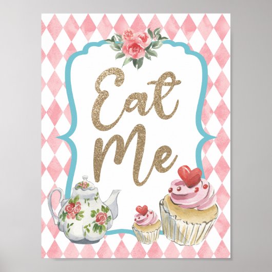 Alice in Wonderland Feest Eet Me Buffet Bord Decor Poster (Voorkant)