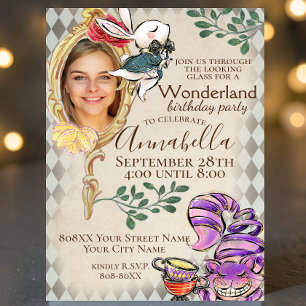 Alice in Wonderland feest met fotothema Kaart