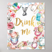 Alice in Wonderland feestbord, Drink me teken Poster (Voorkant)