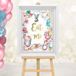 Alice in Wonderland feestbord, eet me teken Poster