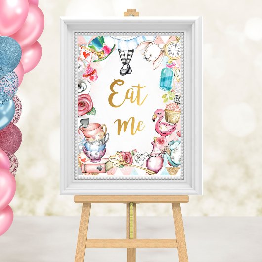 Alice in Wonderland feestbord, eet me teken Poster