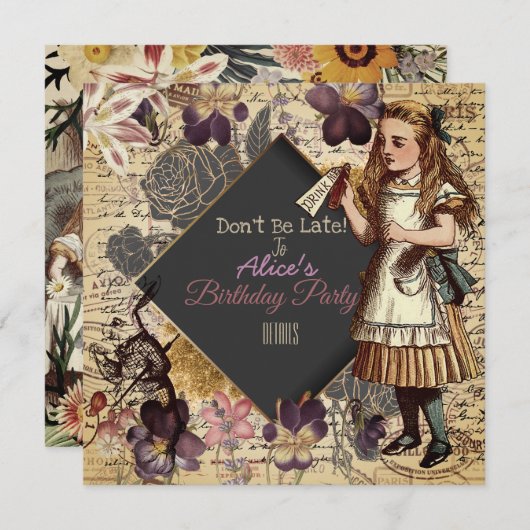 Alice in Wonderland Feestdagenkaart (Voorkant / Achterkant)