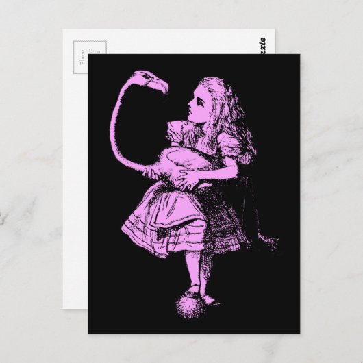 Alice in Wonderland Flamingo Briefkaart (Voorkant / Achterkant)