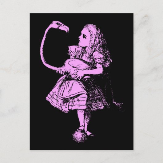 Alice in Wonderland Flamingo Briefkaart (Voorkant)