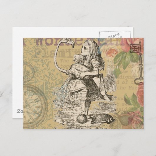 Alice in Wonderland Flamingo Classic Briefkaart (Voorkant / Achterkant)