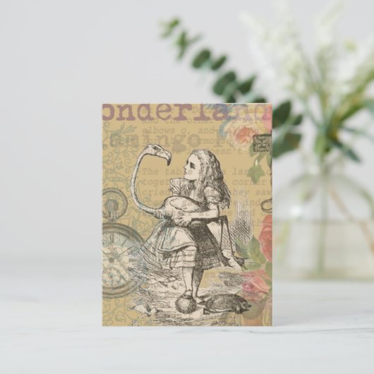 Alice in Wonderland Flamingo Classic Briefkaart (Staand voorkant)