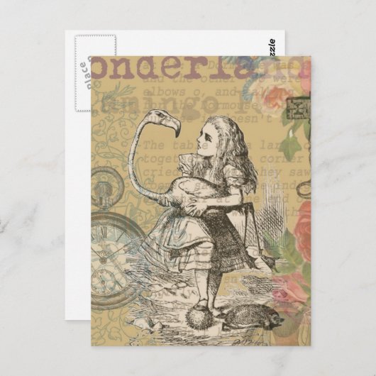 Alice in Wonderland Flamingo Classic Briefkaart (Voorkant / Achterkant)