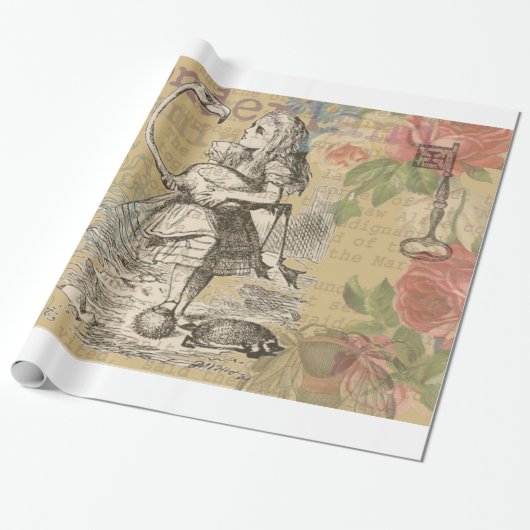 Alice in Wonderland Flamingo Classic Cadeaupapier (Uitgerold)
