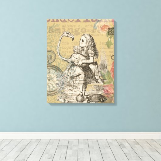 Alice in Wonderland Flamingo Classic Canvas Afdruk (Insitu (Houten vloer))