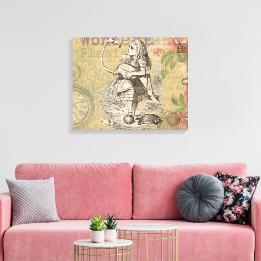Alice in Wonderland Flamingo Classic Canvas Afdruk (Insitu (Woonkamer))