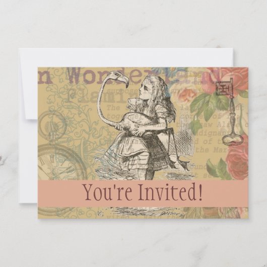 Alice in Wonderland Flamingo Classic Kaart (Voorkant)