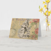 Alice in Wonderland Flamingo Classic Kaart (Gele Bloem)