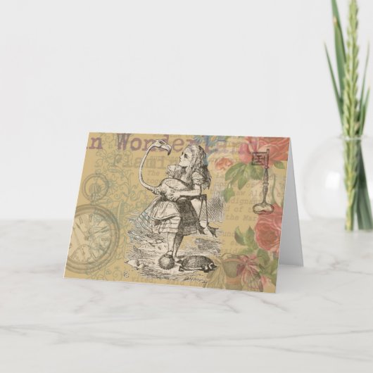 Alice in Wonderland Flamingo Classic Kaart (Voorkant)