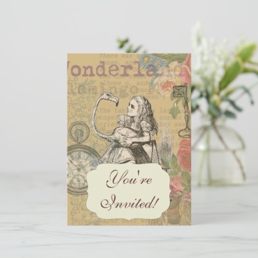 Alice in Wonderland Flamingo Classic Kaart (Staand voorkant)
