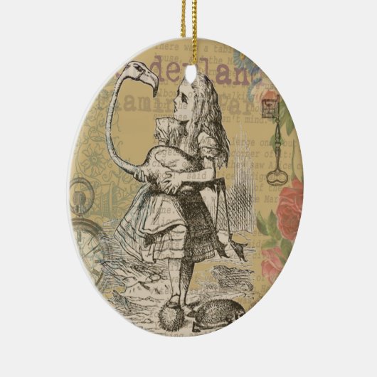 Alice in Wonderland Flamingo Classic Keramisch Ornament (Rechts)